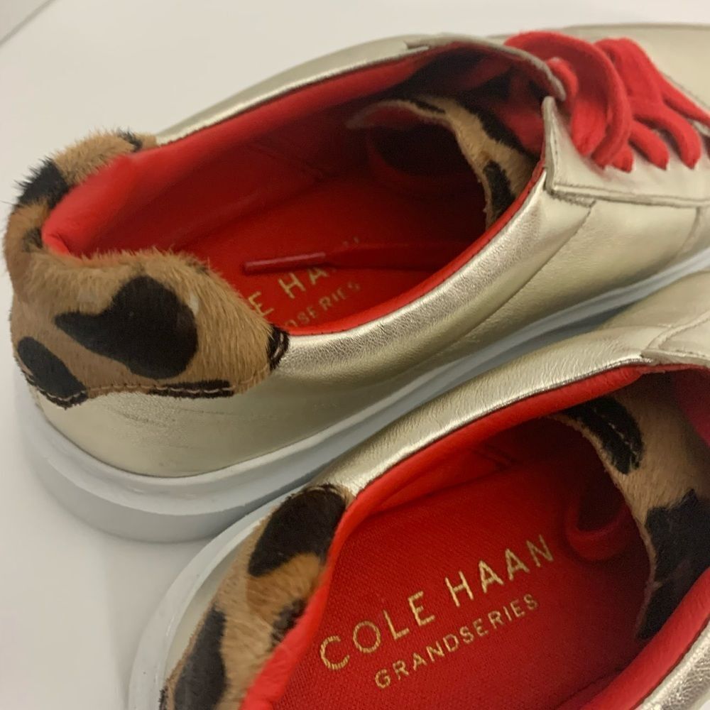 Cole Haan Gold Leather Funky Street Comfy Tennis Shoes size 7.5 - Picture 3 of 8